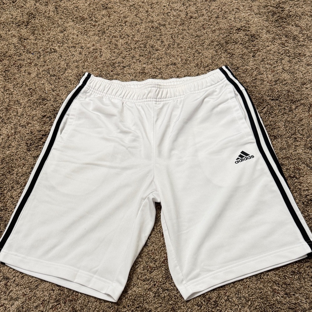 Adidas Teen Boy White Shorts with Black Accents